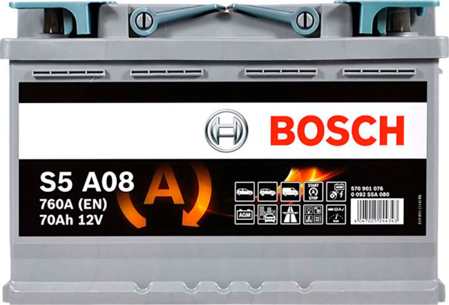 Аккумулятор BOSCH S5 AGM 70 R (70 А/Ч, 760 А)