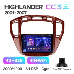 Штатная автомагнитола на Android TEYES CC3 2K для Toyota Highlander 1 XU20 2001-2007 3/32gb- фото