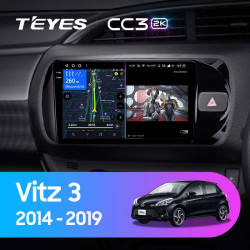 Штатная автомагнитола на Android TEYES CC3 2K для Toyota Vitz 3 XP130 2014-2019 (Версия R) (Правый руль) 3/32gb- фото3
