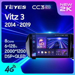 Штатная автомагнитола на Android TEYES CC3 2K для Toyota Vitz 3 XP130 2014-2019 (Версия R) (Правый руль) 3/32gb- фото2