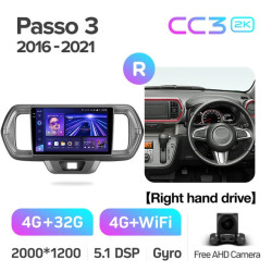 Штатная автомагнитола на Android TEYES CC3 2K для Toyota Passo III 3 2016-2021 (Версия R) (Правый руль) 3/32gb- фото