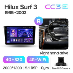 Штатная автомагнитола на Android TEYES CC3 2K для Toyota Hilux Surf 3 N180 1995-2002 (Версия R) (Правый руль) 3/32gb- фото