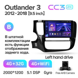 Штатная автомагнитола на Android TEYES CC3 2K для Mitsubishi Outlander 3 GF0W GG0W 2012-2018 (Версия B и 9,5) 3/32gb- фото