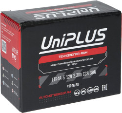 Аккумулятор UNIPLUS AGM LTR4A-5 (2.3 AH) YT4B