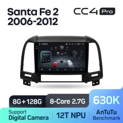 Штатная автомагнитола на Android TEYES CC4 Pro для Hyundai Santa Fe 2 2006-2012 8/128gb- фото