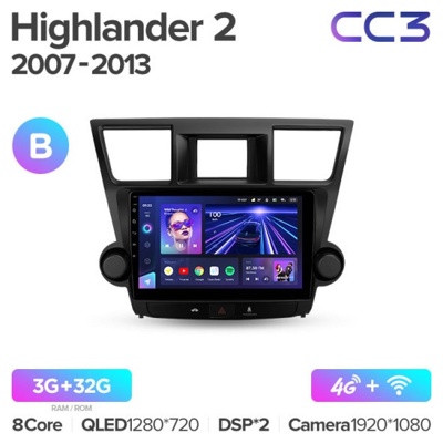 Штатная автомагнитола на Android TEYES CC3 для Toyota Highlander 2 XU40 2007-2013 (Версия B) 3/32gb