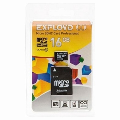 Карта памяти EXPLOYD MicroSDHC 16GB Class10 + адаптер SD