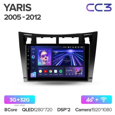 Штатная автомагнитола на Android TEYES CC3 для Toyota Yaris XP90 2005-2012 3/32gb