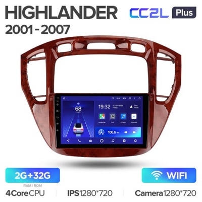 Штатная автомагнитола на Android TEYES CC2L Plus для Toyota Highlander 1 XU20 2001-2007 2/32gb
