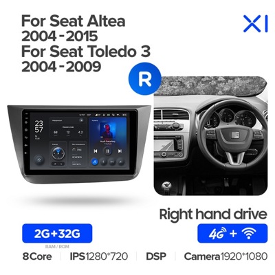 Штатная автомагнитола на Android TEYES X1 для Seat Altea 5P 2004-2015, Toledo 5P 3 2004-2009 (Версия R) (Правый руль) 2/32gb- фото