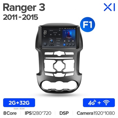 Штатная автомагнитола на Android TEYES X1 для Ford Ranger 3 2011-2015 (Версия F1) 2/32gb- фото