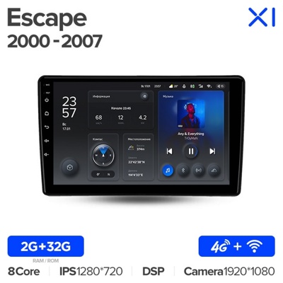 Штатная автомагнитола на Android TEYES X1 для Ford Escape 1 2000-2007 2/32gb- фото