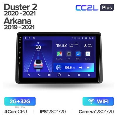 Штатная автомагнитола на Android TEYES CC2L Plus для Renault Duster HM 2 2020-2021, Arkana 1 2019-2021 2/32gb