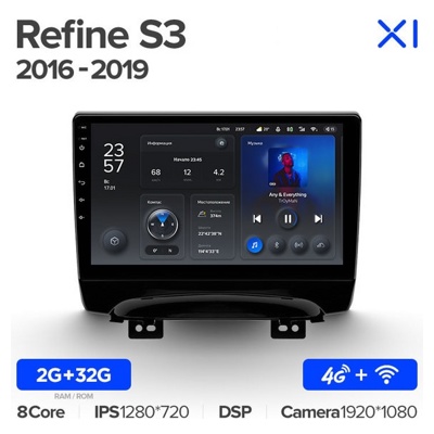 Штатная автомагнитола на Android TEYES X1 для JAC Refine S3 2016-2019 2/32gb- фото