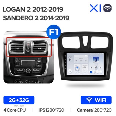 Штатная автомагнитола на Android TEYES X1 для Renault Logan 2 2012-2019, Sandero 2 2014-2019 (Версия F1) 2/32gb- фото