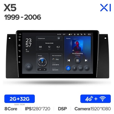 Штатная автомагнитола на Android TEYES X1 для BMW X5 E39, E53 1999-2006 2/32gb- фото