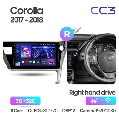 Штатная автомагнитола на Android TEYES CC3 для Toyota Corolla 11 2017-2018 (Правый руль) 3/32gb