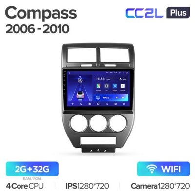 Штатная автомагнитола на Android TEYES CC2L Plus для Jeep Compass 1 MK 2006-2010 2/32gb
