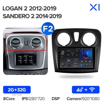 Штатная автомагнитола на Android TEYES X1 для Renault Logan 2 2012-2019, Sandero 2 2014-2019 (Версия F2) 2/32gb- фото