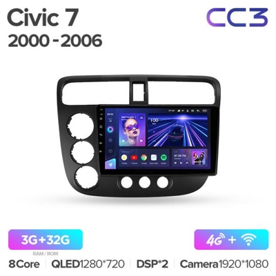 Штатная автомагнитола на Android TEYES CC3 для Honda ES EP EM EN ES EU Civic 7 2000-2006 3/32gb