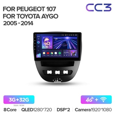 Штатная автомагнитола на Android TEYES CC3 для Peugeot 107 2005-2014 3/32gb