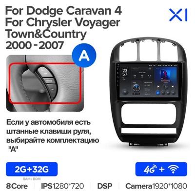 Штатная автомагнитола на Android TEYES X1 для Dodge Caravan 4 2000-2007 (Версия A) 2/32gb- фото