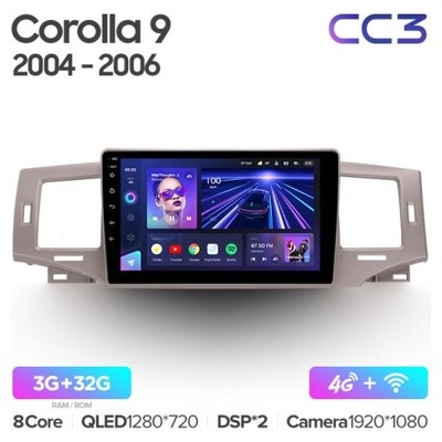 Штатная автомагнитола на Android TEYES CC3 для Toyota Corolla 9 E120 2004-2006 3/32gb